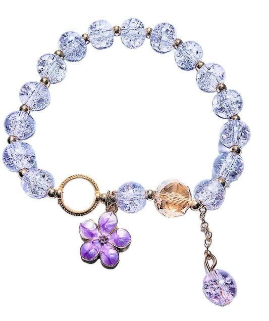 Bead Bracelet - Purple Flower